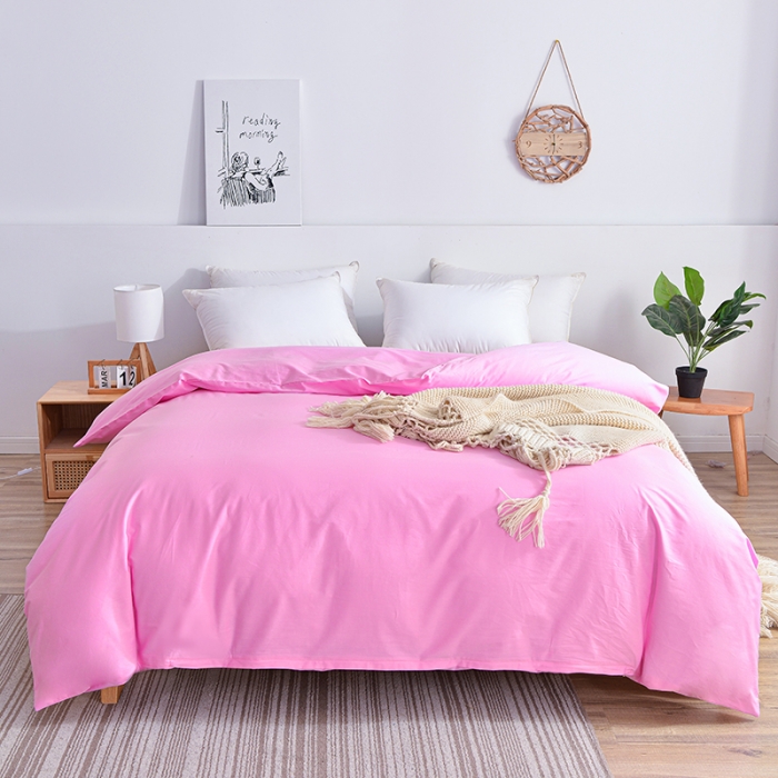 91家纺网 家纺一手货源 找家纺 极梦家纺（支持定制） 2025新款喷气40s全棉纯色单品被套粉紫色