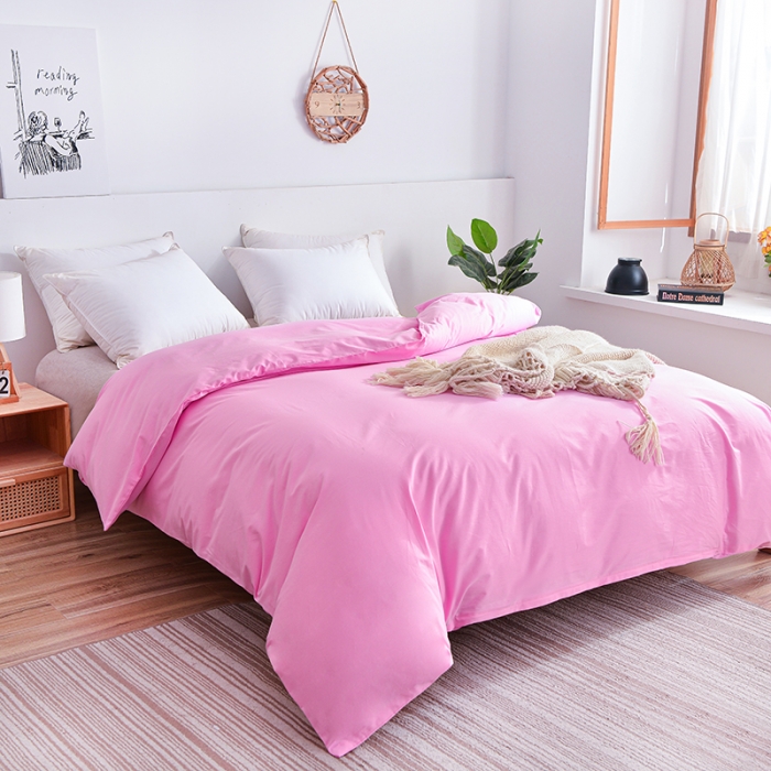 91家纺网 家纺一手货源 找家纺 极梦家纺（支持定制） 2025新款喷气40s全棉纯色单品被套粉紫色