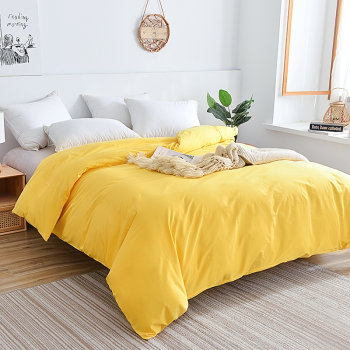 91家纺网 家纺一手货源 找家纺 极梦家纺（支持定制） 2025新款喷气40s全棉纯色单品被套 亮黄