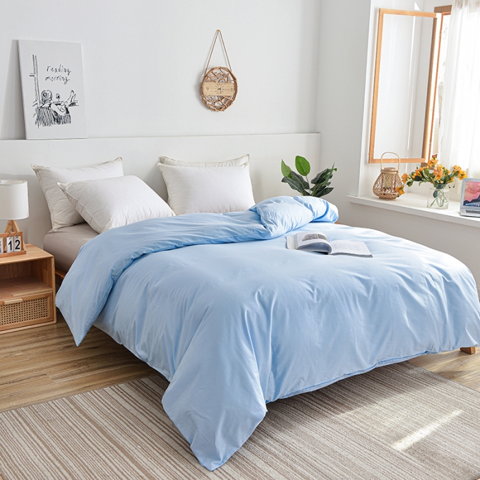 91家纺网 家纺一手货源 找家纺 极梦家纺（支持定制） 2025新款喷气40s全棉纯色单品被套 浅蓝色