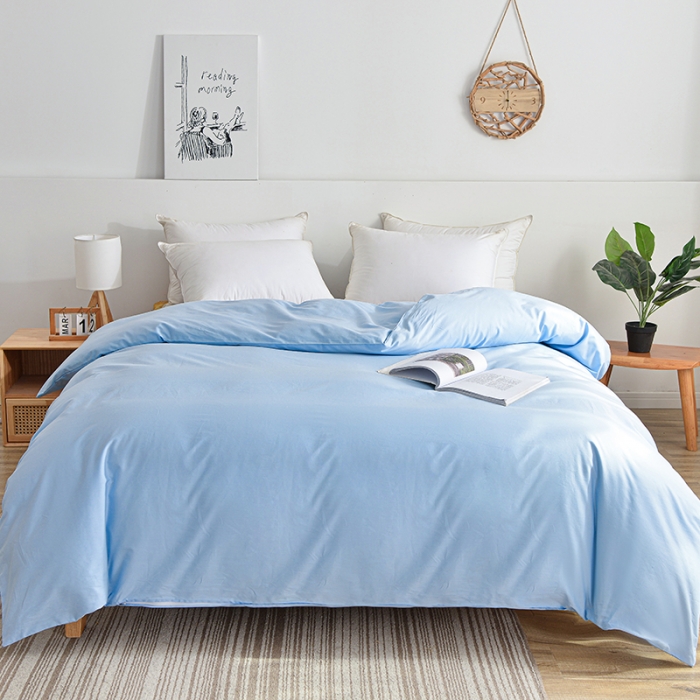 91家纺网 家纺一手货源 找家纺 极梦家纺（支持定制） 2025新款喷气40s全棉纯色单品被套 浅蓝色