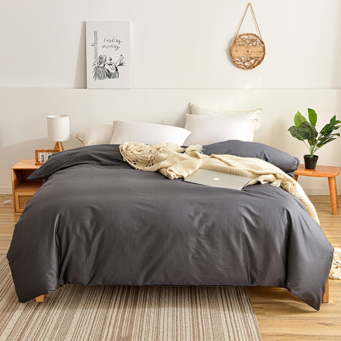 91家纺网 家纺一手货源 找家纺 极梦家纺（支持定制） 2025新款喷气40s全棉纯色单品被套 深灰