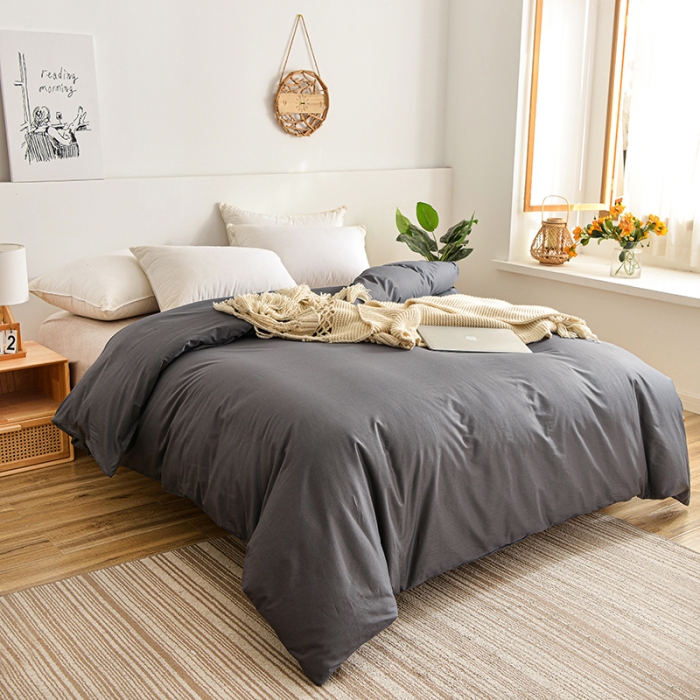 91家纺网 家纺一手货源 找家纺 极梦家纺（支持定制） 2025新款喷气40s全棉纯色单品被套 深灰