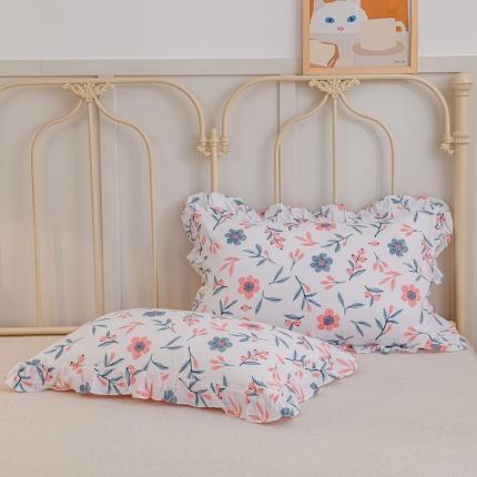 91家纺网 家纺一手货源 找家纺 （总）爱妮玖玖2022新款12868全棉印花单层花边枕套一对