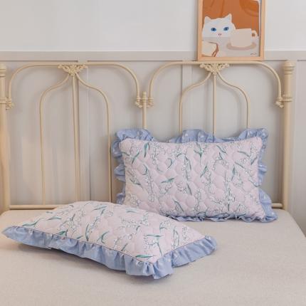 91家纺网 家纺一手货源 找家纺 （总）爱妮玖玖2022新款12868全棉印花夹棉花边枕套一对