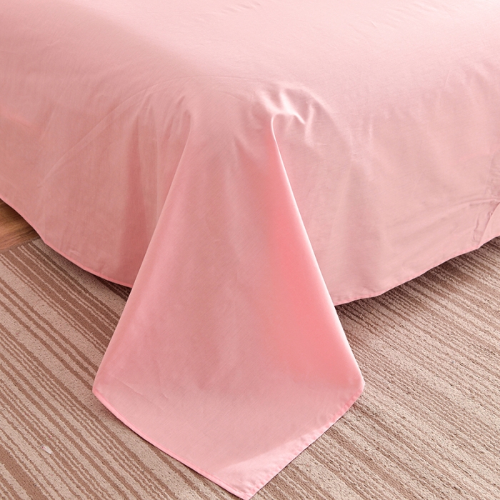 91家纺网 家纺一手货源 找家纺 极梦家纺（支持定制） 2025新款40s纯棉长绒棉纯色全棉床单 粉玉色