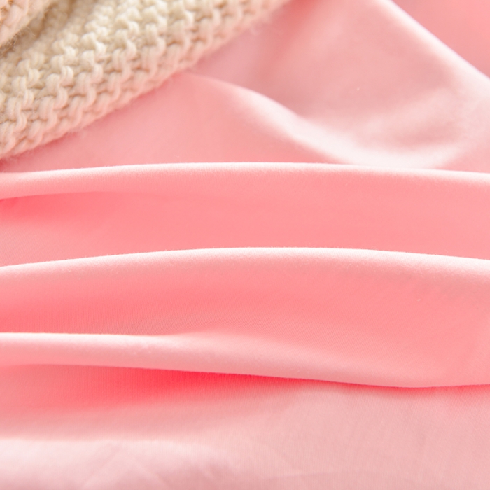 91家纺网 家纺一手货源 找家纺 极梦2025新款40S纯棉长绒棉纯色全棉四件套喷气三件套 粉玉色