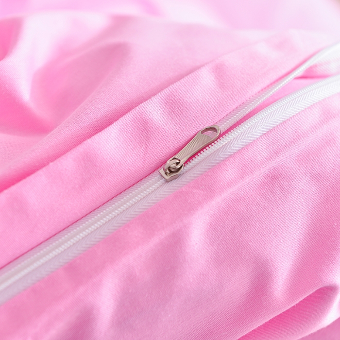 91家纺网 家纺一手货源 找家纺 极梦2025新款40S纯棉长绒棉纯色全棉四件套喷气三件套 粉紫色