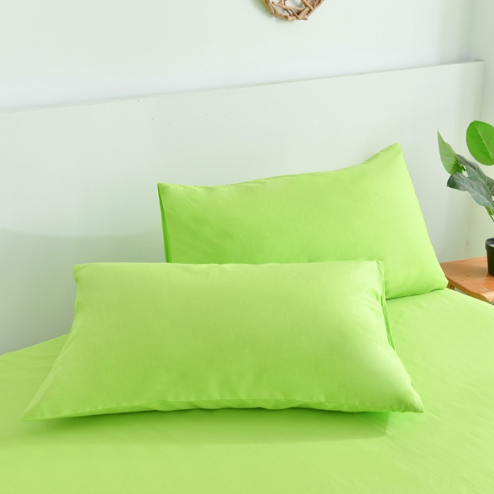 91家纺网 家纺一手货源 找家纺 极梦2025新款40S纯棉长绒棉纯色全棉四件套喷气三件套 果绿色