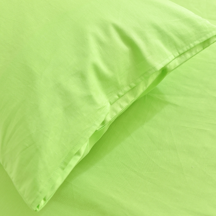 91家纺网 家纺一手货源 找家纺 极梦2025新款40S纯棉长绒棉纯色全棉四件套喷气三件套 果绿色