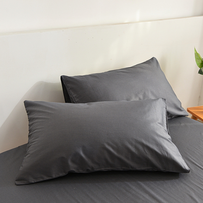 91家纺网 家纺一手货源 找家纺 极梦2025新款40S纯棉长绒棉纯色全棉四件套喷气三件套 深灰