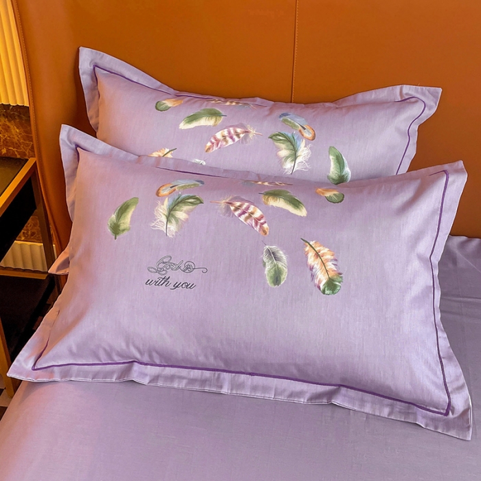 91家纺网 家纺一手货源 找家纺 金爱家 2023新款大版13372全棉花卉系列四件套 春之物羽紫