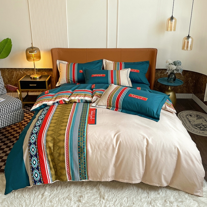 91家纺网 家纺一手货源 找家纺 金爱家 2023新款大版13372全棉花卉系列四件套 梵尼