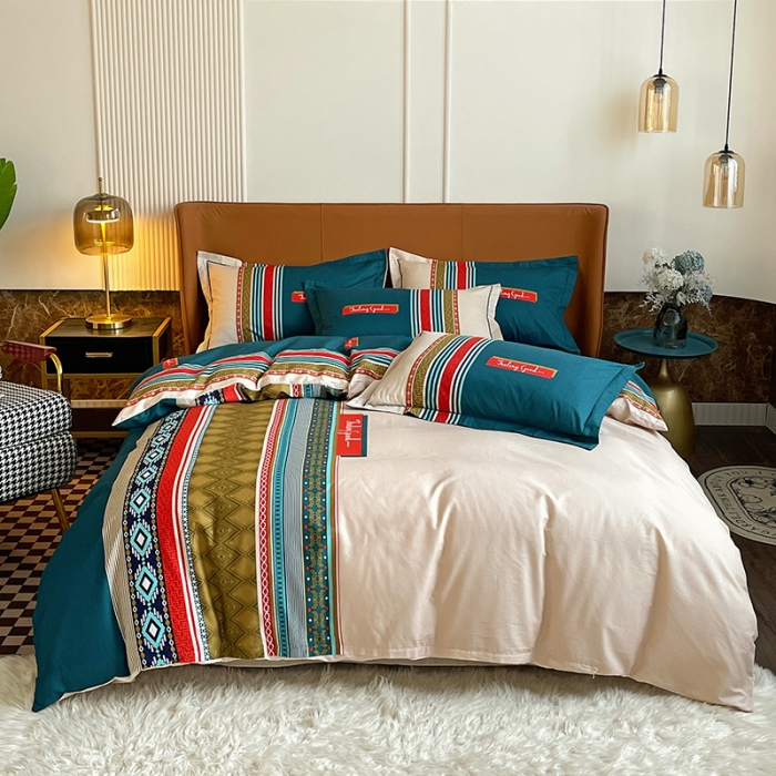 91家纺网 家纺一手货源 找家纺 金爱家 2023新款大版13372全棉花卉系列四件套 梵尼