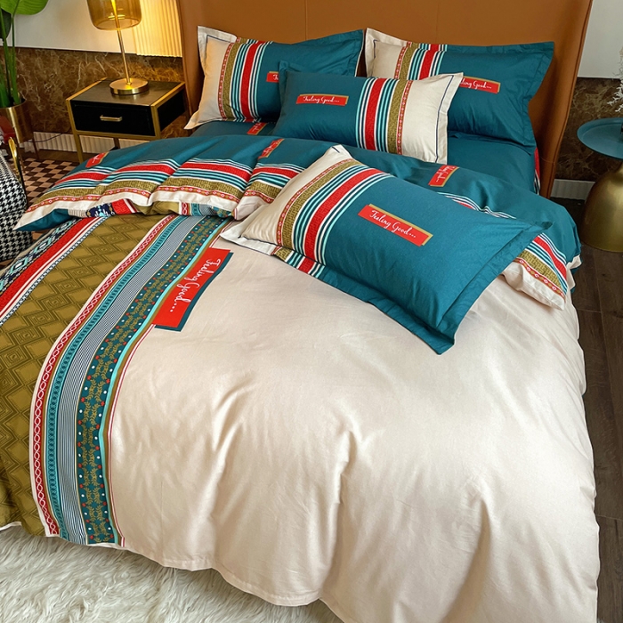 91家纺网 家纺一手货源 找家纺 金爱家 2023新款大版13372全棉花卉系列四件套 梵尼