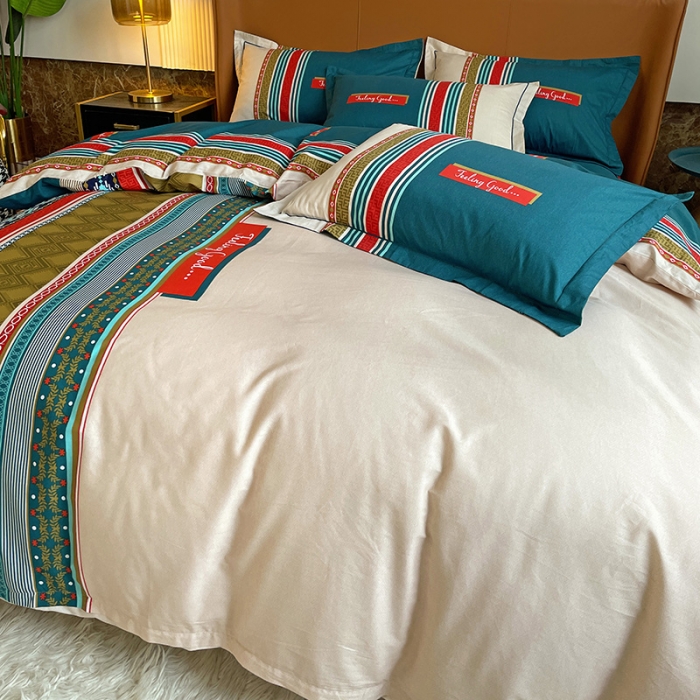 91家纺网 家纺一手货源 找家纺 金爱家 2023新款大版13372全棉花卉系列四件套 梵尼