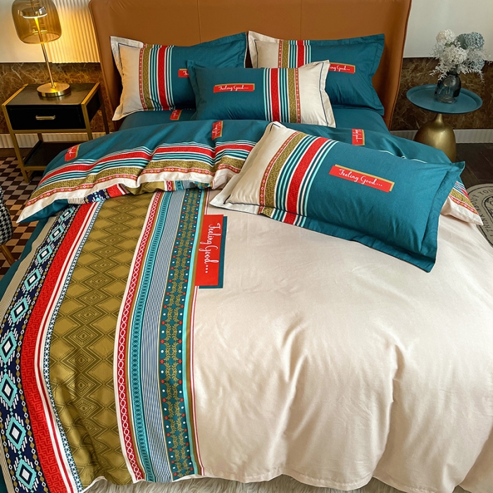 91家纺网 家纺一手货源 找家纺 金爱家 2023新款大版13372全棉花卉系列四件套 梵尼