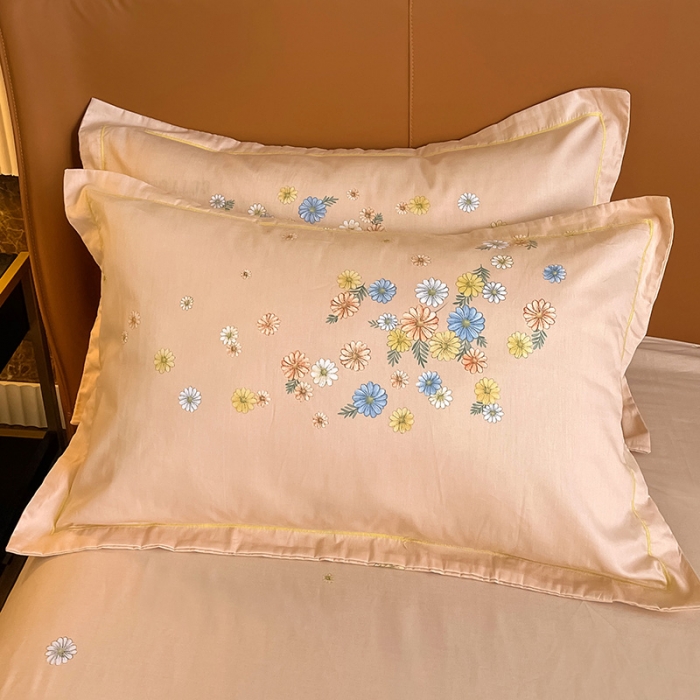 91家纺网 家纺一手货源 找家纺 金爱家 2023新款大版13372全棉花卉系列四件套 浣碧粉