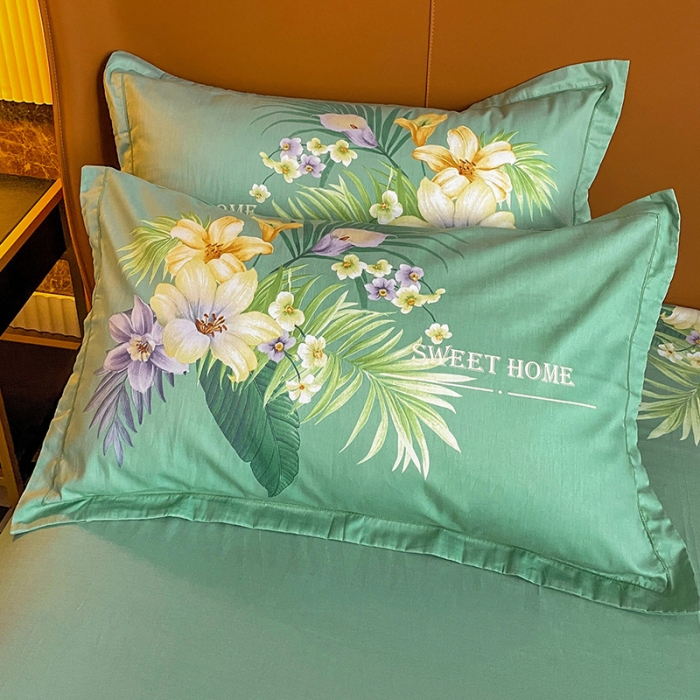 91家纺网 家纺一手货源 找家纺 金爱家 2023新款大版13372全棉花卉系列四件套 静怡紫