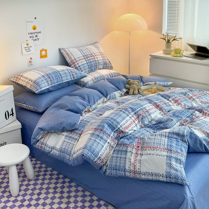 91家纺网 家纺一手货源 找家纺 安哆啦 2022春夏新款13372全棉四件套 蓝色梦境