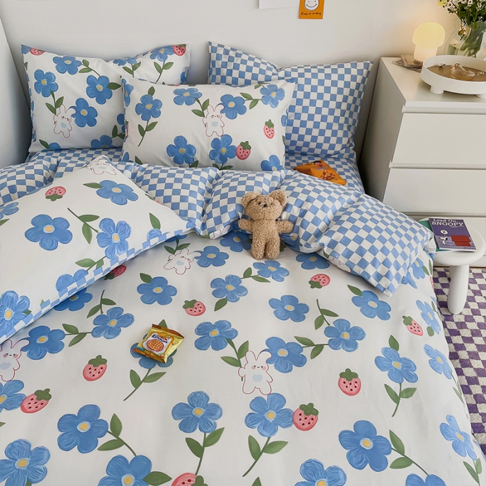 91家纺网 家纺一手货源 找家纺 安哆啦 2022春夏新款13372全棉四件套 蓝色心情