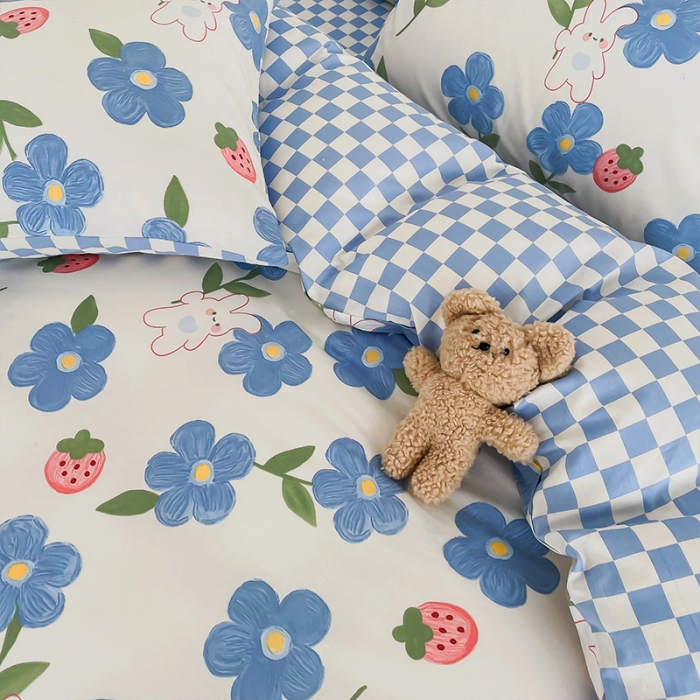 91家纺网 家纺一手货源 找家纺 安哆啦 2022春夏新款13372全棉四件套 蓝色心情