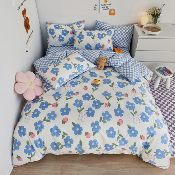 91家纺网 家纺一手货源 找家纺 安哆啦 2022春夏新款13372全棉四件套 蓝色心情