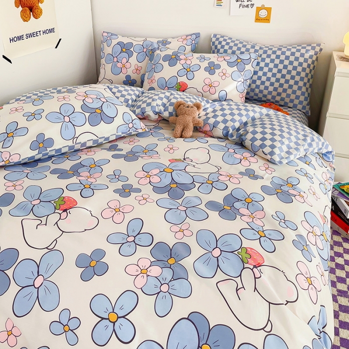 91家纺网 家纺一手货源 找家纺 安哆啦 2022春夏新款13372全棉四件套 洛丽熊