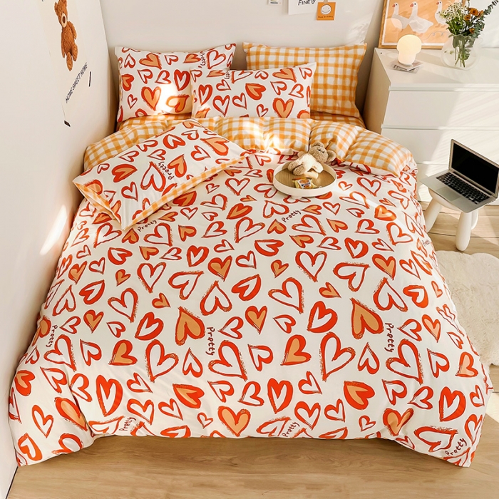 91家纺网 家纺一手货源 找家纺 安哆啦 2022春夏新款13372全棉四件套 美心桔