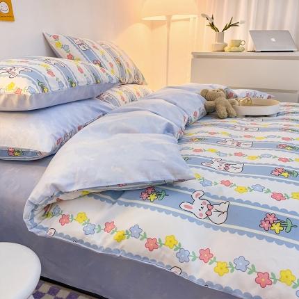 安哆啦 2022春夏新款13372全棉四件套 奶糖小兔