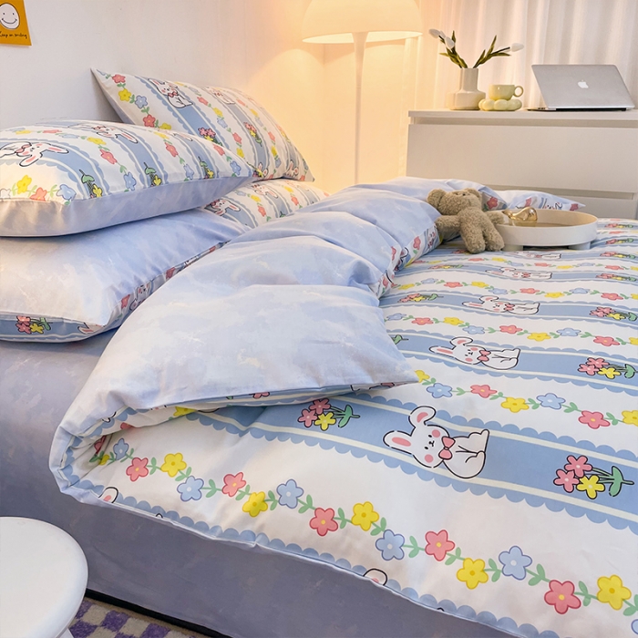 91家纺网 家纺一手货源 找家纺 安哆啦 2022春夏新款13372全棉四件套 奶糖小兔