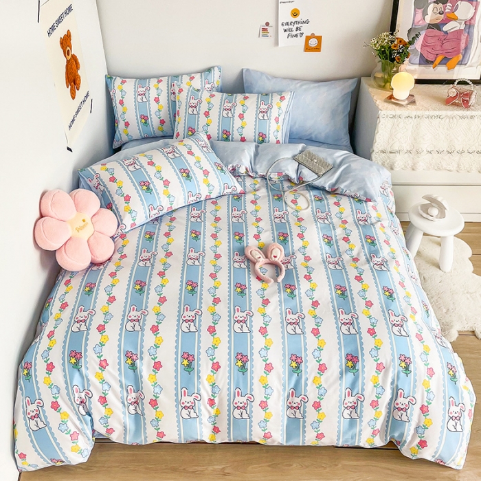 91家纺网 家纺一手货源 找家纺 安哆啦 2022春夏新款13372全棉四件套 奶糖小兔