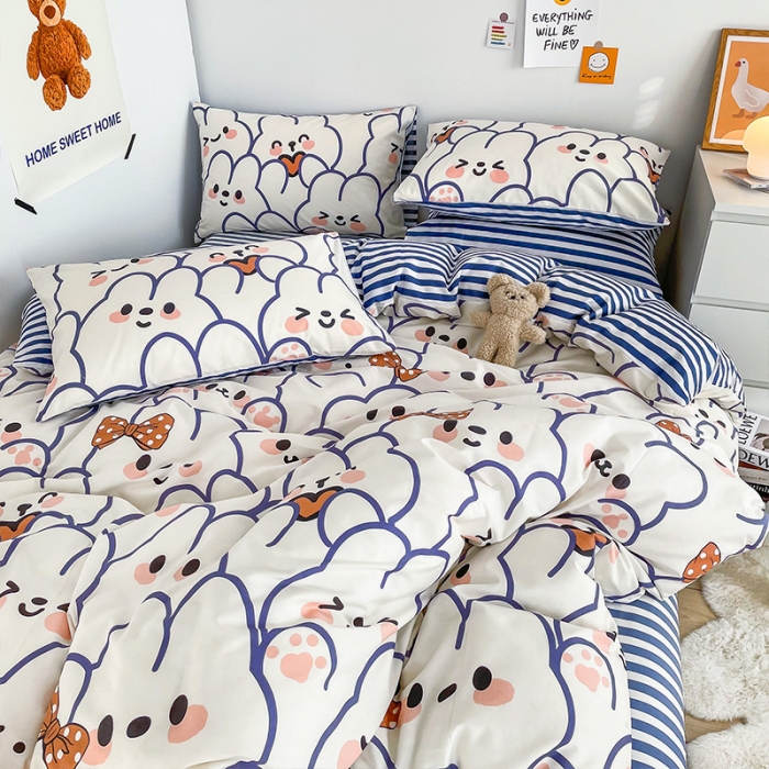 91家纺网 家纺一手货源 找家纺 安哆啦 2022春夏新款13372全棉四件套 奶味小白