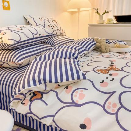 安哆啦 2022春夏新款13372全棉四件套 奶味小白