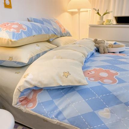安哆啦 2022春夏新款13372全棉四件套 牛奶贝贝