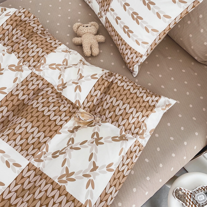 91家纺网 家纺一手货源 找家纺 安哆啦 2022春夏新款13372全棉四件套 瓦尔登.咖