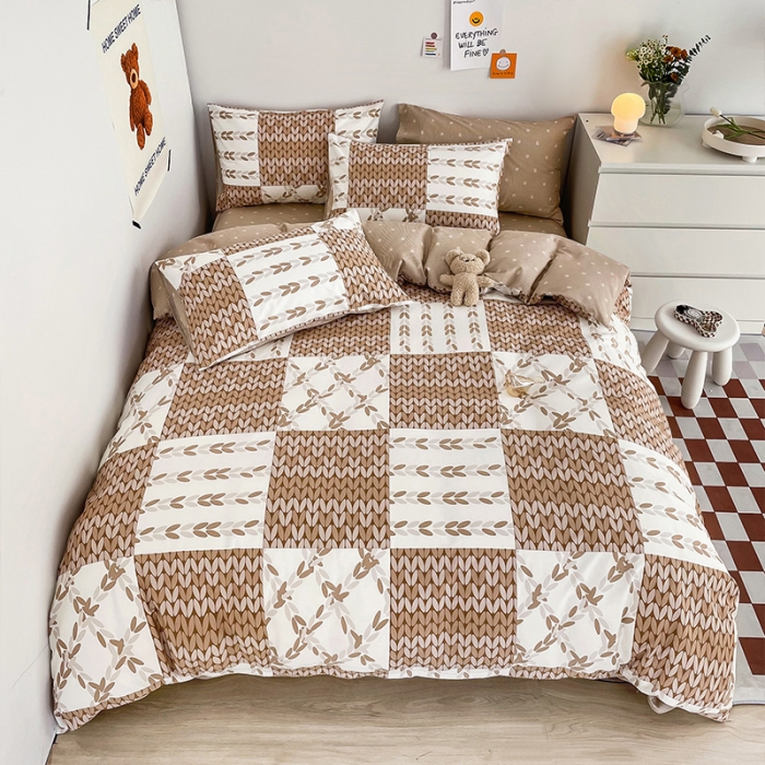 91家纺网 家纺一手货源 找家纺 安哆啦 2022春夏新款13372全棉四件套 瓦尔登.咖