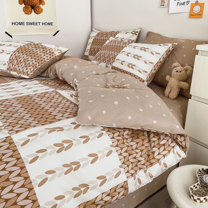 91家纺网 家纺一手货源 找家纺 安哆啦 2022春夏新款13372全棉四件套 瓦尔登.咖