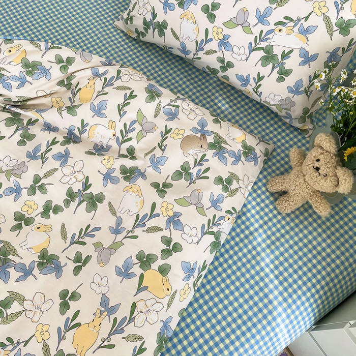 91家纺网 家纺一手货源 找家纺 安哆啦 2022春夏新款13372全棉四件套 悠眠花房