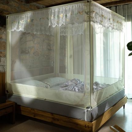 91家纺网 家纺一手货源 找家纺 飞轮海蚊帐 新款三开门坐床式蚊帐-z56 白黄