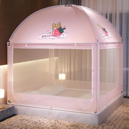 91家纺网 家纺一手货源 找家纺 飞轮海蚊帐 新款圆顶防摔坐床蚊帐MZ-02 嫩粉