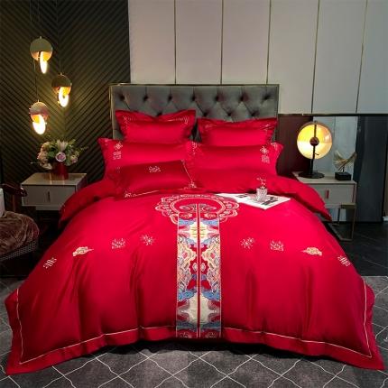 91家纺网 家纺一手货源 找家纺 （总）理想家家纺2022新款水洗真丝刺绣婚庆四件套