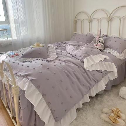 91家纺网 家纺一手货源 找家纺 （总）韩版直播可爱毛球球ins风工艺款四件套（提供卖家秀）