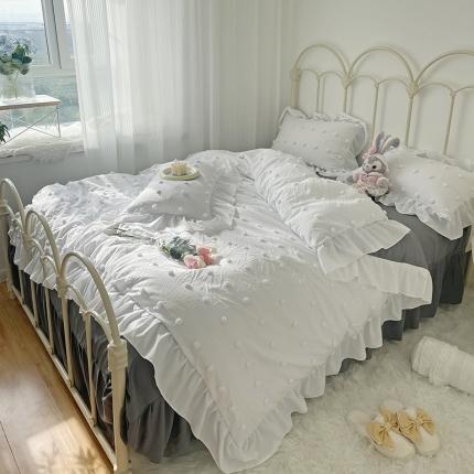 91家纺网 家纺一手货源 找家纺 （总）韩版直播可爱毛球球ins风工艺款四件套（提供卖家秀）