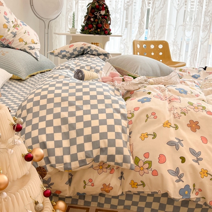 91家纺网 家纺一手货源 找家纺 昔可家纺 2022新款13372普通款四件套 花花兔宝白