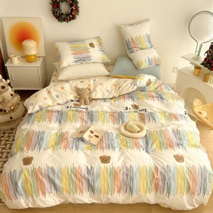 昔可家纺 2022新款13372普通款四件套 画笔小熊