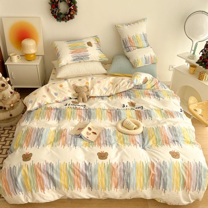 91家纺网 家纺一手货源 找家纺 昔可家纺 2022新款13372普通款四件套 画笔小熊