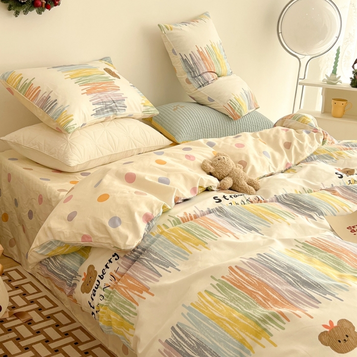 91家纺网 家纺一手货源 找家纺 昔可家纺 2022新款13372普通款四件套 画笔小熊