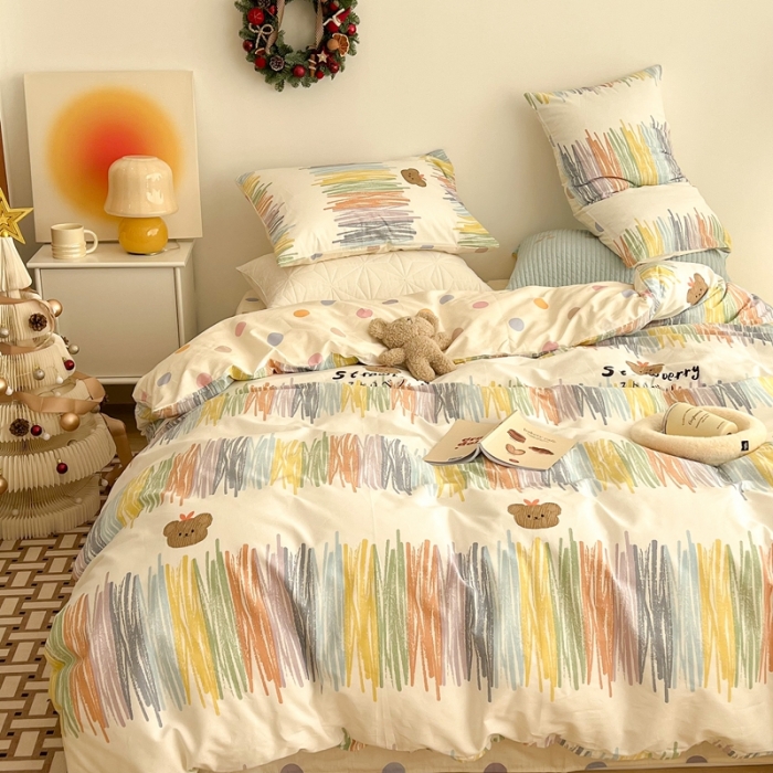 91家纺网 家纺一手货源 找家纺 昔可家纺 2022新款13372普通款四件套 画笔小熊