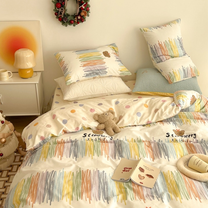 91家纺网 家纺一手货源 找家纺 昔可家纺 2022新款13372普通款四件套 画笔小熊